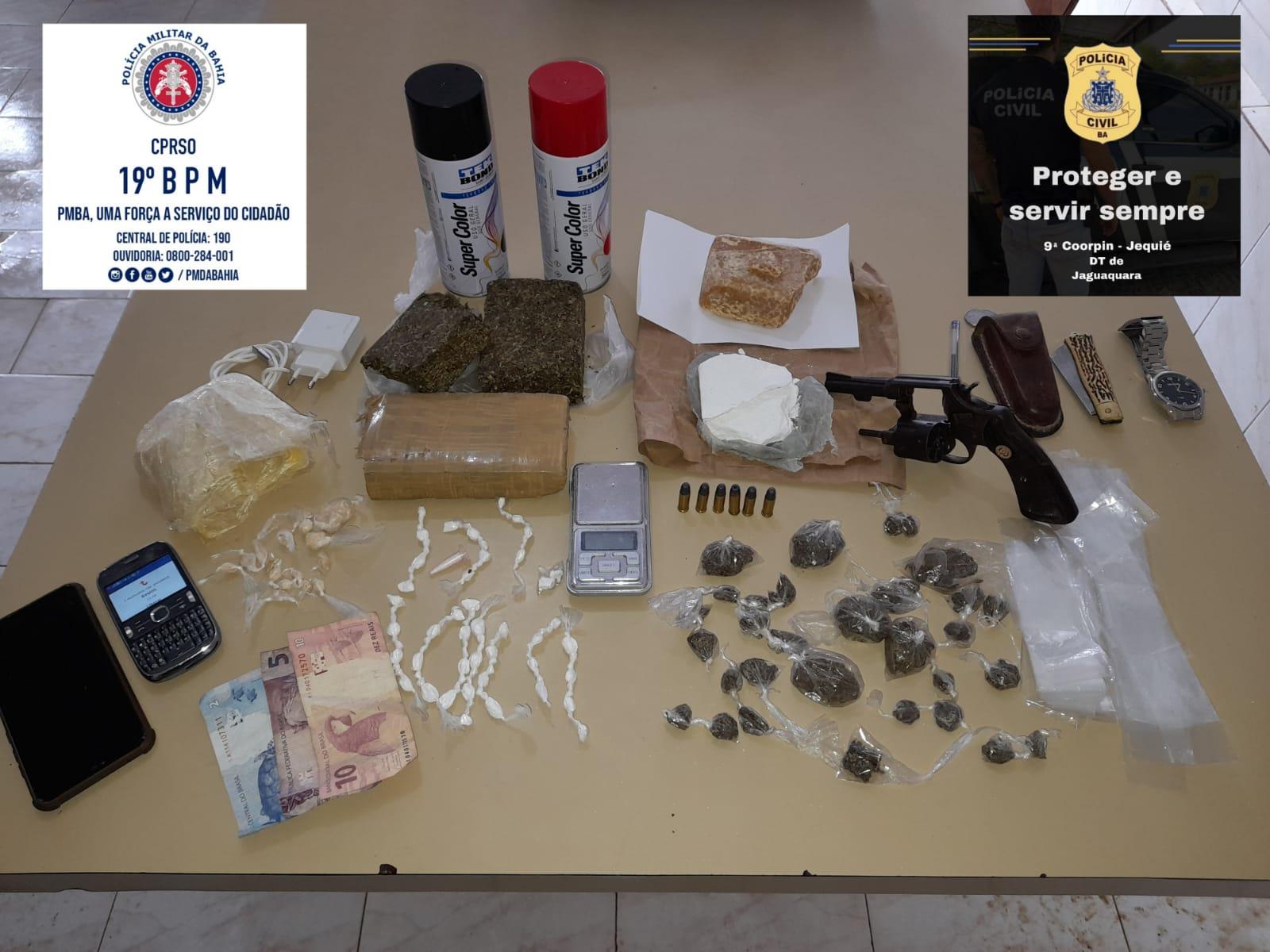 Jaguaquara: 3 bandidos foram presos com drogas e pichando paredes com siglas de facções criminosas