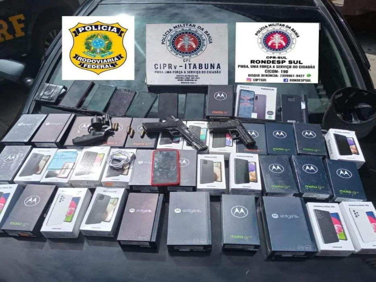 4 suspeitos foram presos com armas e celulares roubados