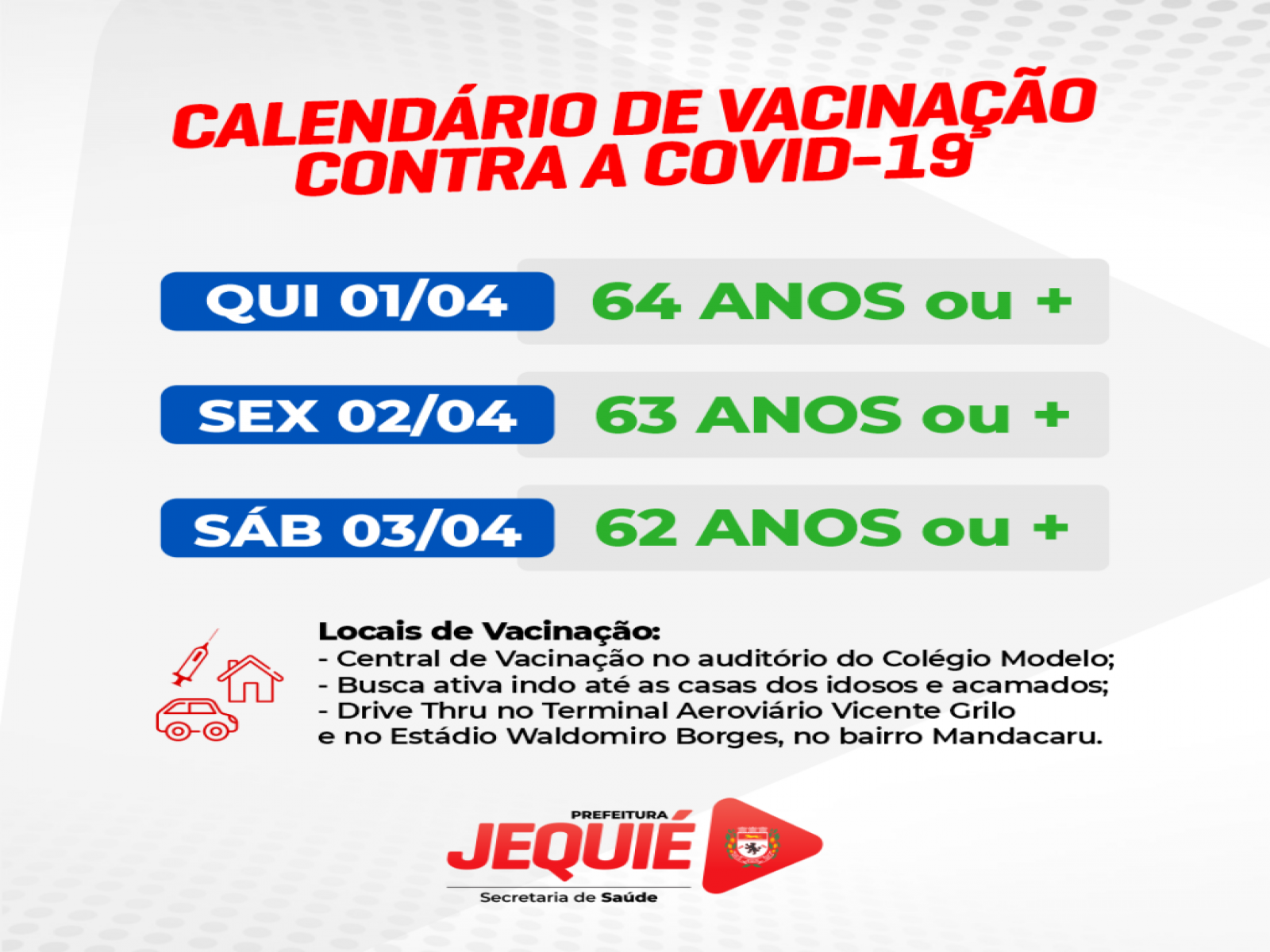 Vacinação de idosos prossegue em Jequié durante o feriado
